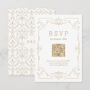 Elegante moderne klassieke vintage bruiloft QR-cod RSVP Kaartje