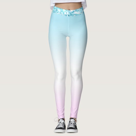 Elegante Moderne kleurrijke gradiënt glitter Regen Leggings (Voorkant)