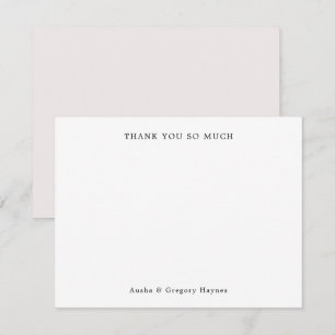 Elegante moderne koppel typografie Ecru Dank u Notitiekaartje