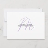 Elegante moderne lavendel zwart monogram paar