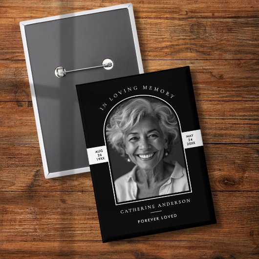 Elegante moderne liefdevolle geheugen boog foto mo button