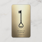 Elegante moderne makelaar Key Monogram Faux Gold Visitekaartje (Voorkant)