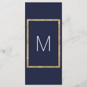 Elegante moderne marine blauw goud bruiloft progra programma (Achterkant)