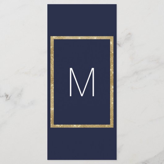 Elegante moderne marine blauw goud bruiloft progra programma (Achterkant)