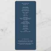 Elegante moderne marine blauwe bruiloft programma (Achterkant)