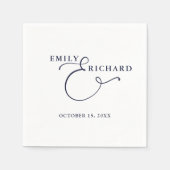 Elegante moderne marine blauwe bruiloft servet (Voorkant)