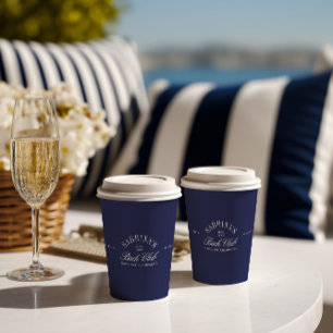 Elegante moderne marineblauwe vrijgezellenfeestje papieren bekers