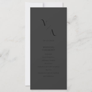 Elegante moderne matte zwarte bruiloft programma