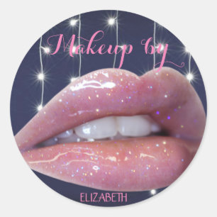 Elegante Moderne Meisje, Visagist, Lippen Ronde Sticker