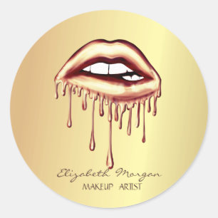 Elegante Moderne Meisjesachtig, Metaalachtige Drup Ronde Sticker