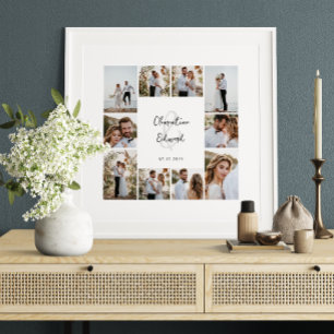 Elegante moderne minimale fotocollage bruiloft poster