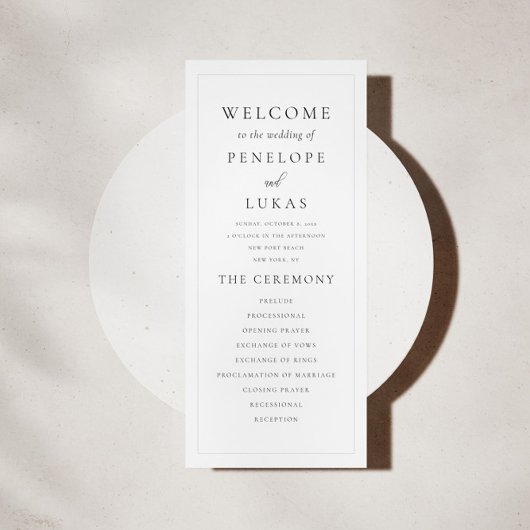 Elegante moderne minimale huwelijksceremonie programma