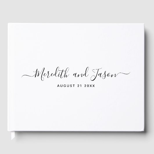 Elegante moderne minimale kalligrafie foto bruilof gastenboek (Voorkant)