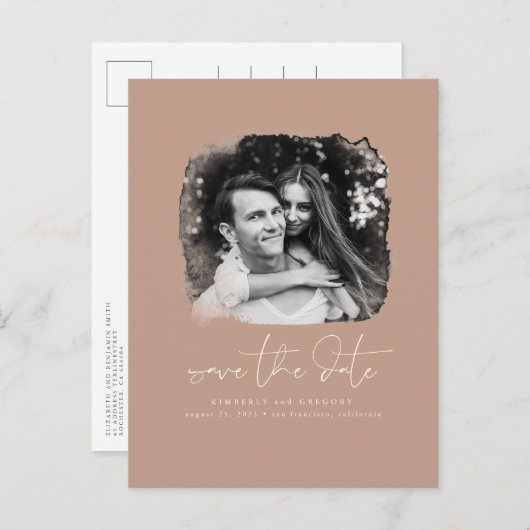 Elegante moderne minimalist Bewaar de datum foto Aankondigingskaart (Voorkant / Achterkant)