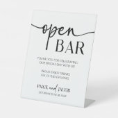 Elegante moderne minimalistische bruiloft open bar reclamebord met voetstuk (Voorkant)