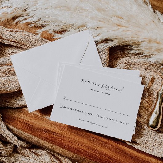 Elegante, moderne minimalistische bruiloft RSVP kaartje