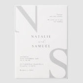 Elegante moderne minimalistische gedurfde Initiale Vellum Uitnodigingen (Voorkant)