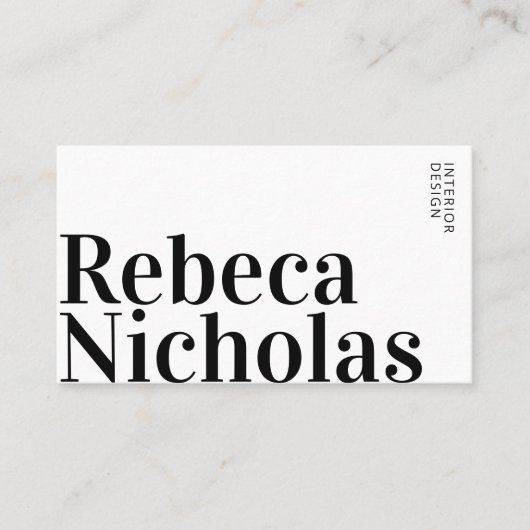 Elegante moderne minimalistische interieurontwerpe visitekaartje (Voorkant)