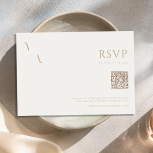Elegante moderne minimalistische ivoor en tan brui RSVP kaartje
