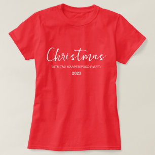 Elegante moderne minimalistische kerst familienaam t-shirt