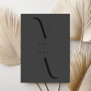 Elegante moderne minimalistische matte zwarte brui save the date