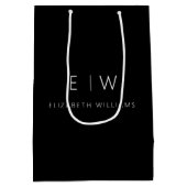 Elegante Moderne Minimalistische Monogram Naam Medium Cadeauzakje (Achterkant)