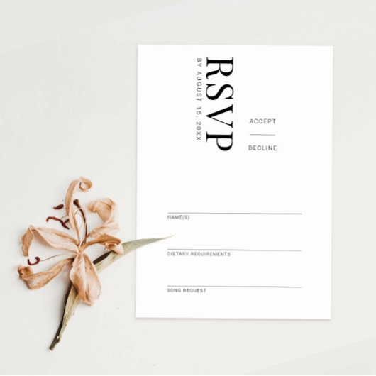 Elegante moderne minimalistische RSVP-antwoordkaar RSVP Kaartje