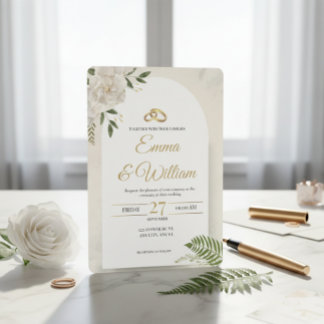 Elegante & Moderne Minimalistische Trouwkaart met  Folie Uitnodiging