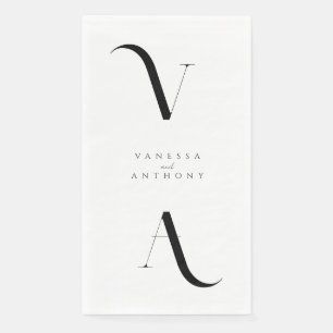 Elegante Moderne Minimalistische Zwarte en Witte B Servet