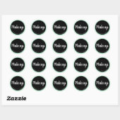 Elegante moderne mint groene glitter & zwarte make ronde sticker (Vel)