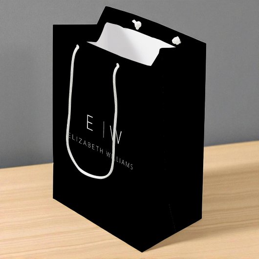Elegante Moderne Moderne Minimalistische Monogram Medium Cadeauzakje