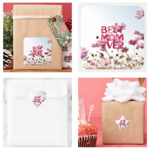 Elegante moderne Moeder's Beste Moeder Ooit Roze B Vierkante Sticker