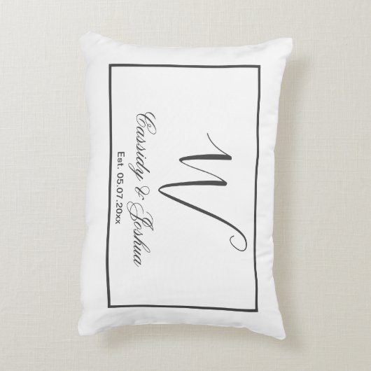 Elegante moderne monogram bruiloft souvenir cadeau accent kussen (Achterkant (Verticaal))