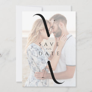 Elegante Moderne Monogram Fotobruiloft Save The Date