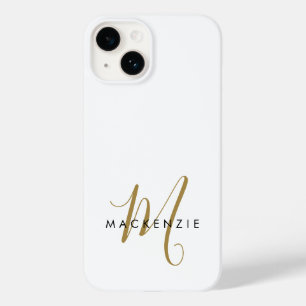 Elegante Moderne Monogram in Witgoud Schrift Case-Mate iPhone 14 Hoesje
