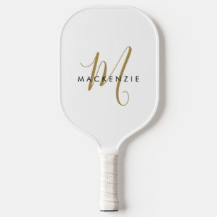 Elegante Moderne Monogram in Witgoud Schrift Pickleball Paddle