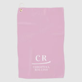 Elegante moderne monogram Initialen naam roze Golfhanddoek (Voorkant)