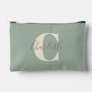 Elegante Moderne Monogram Naam in Saliegroen Etui