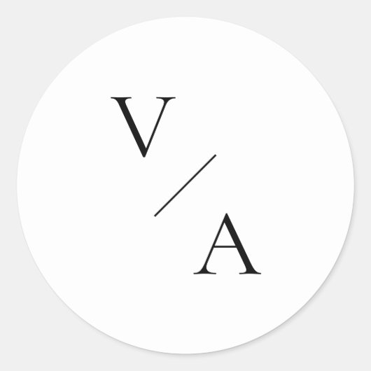 Elegante moderne monogram zwart-wit bruiloft ronde sticker (Voorkant)