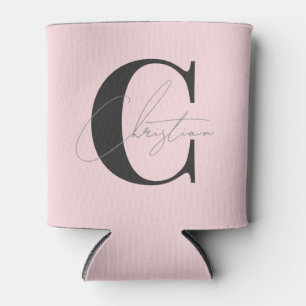 Elegante Moderne Monogramma Roze Gefluister en Zwa Blikjeskoeler