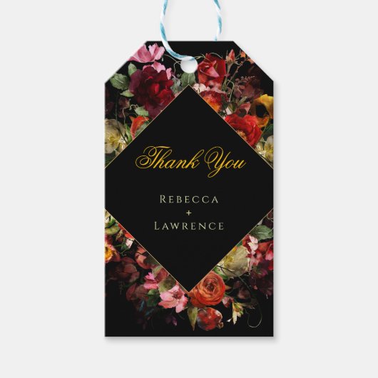 Elegante moderne moody bloemen bruiloft cadeaulabel (Voorkant)