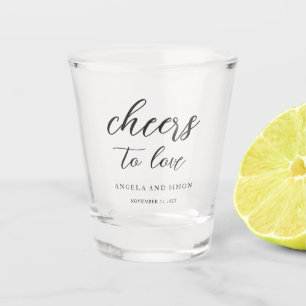 Elegante moderne neutrale bruiloft shot glas
