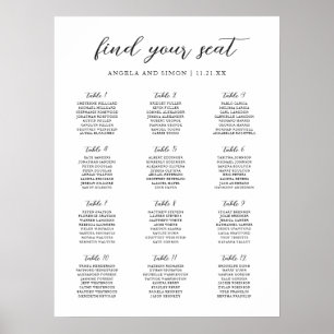 Elegante moderne neutrale trouwzaalstoelenkaart poster
