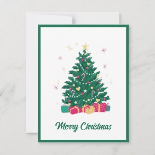 Elegante moderne niet-foto kerstboom feestdagenkaart