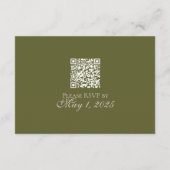 Elegante moderne olijfgroene monogram bruiloft informatiekaartje (Achterkant)
