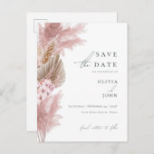 Elegante Moderne Pampas Grass Wedding Save the Dat Aankondigingskaart (Voorkant / Achterkant)
