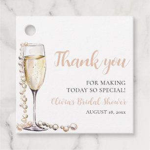 Elegante moderne parels en Prosecco bruidsdouche Bedankjes Labels