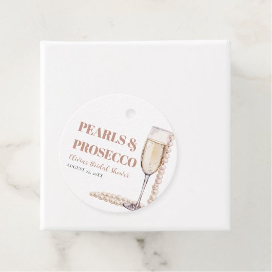 Elegante moderne parels en Prosecco Bruidsdouche Bedankjes Labels (In situ)