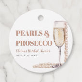 Elegante moderne parels en Prosecco Bruidsdouche Bedankjes Labels (Voorkant)