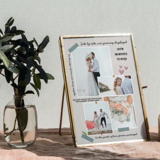 elegante moderne pasgehuwden foto collage bruiloft fotoplaat